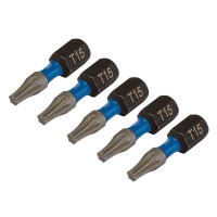Draper Expert TX-STAR Torx Impact Screwdriver Bits, T15 x 25mm, 1/4\" Hex (Pack of 5) - 05492