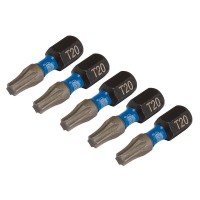 Draper Expert TX-STAR Torx Impact Screwdriver Bits, T20 x 25mm, 1/4\" Hex (Pack of 5) - 05493
