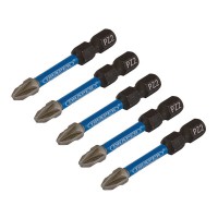 Draper Expert PZ-Type Impact Screwdriver Bits, No.2 x 50mm, 1/4\" Hex (Pack of 5) - 05647