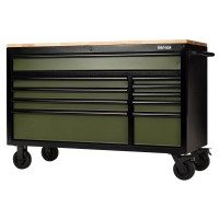 BUNKER Workbench Roller Tool Cabinet, 10 Drawer, 56\" Green - 27221