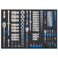 Draper Expert Socket Set in Full Plus Drawer EVA Insert Tray, 1/4\", 3/8\" & 1/2\" (96 Piece) - 63539