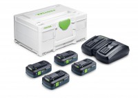 Festool 578824 Energy Set SYS 18V 4 x TBX 4 Battery Packs / TCL 6 DUO Rapid Charger